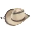 Chapéu de Palha Estilo Novo Ocidental Cowboy Transfronteiriço para Homens e Mulheres, Chapéu à Prova de Vento Colorido em Degradê da Moda Primavera e Verão, Chapéu Jazz, Chapéu de Sol