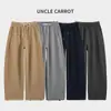 Calça Casual Khaki de Perna Larga com Forro de Fleece para Mulheres, Novo Estilo Outono, Caimento Solto, Petite Reta de Cintura Alta, Caimento Fluido, Comprimento até o Chão