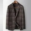 Traje Casual para Hombre 2026 Primavera y Otoño Lujo Ligero Negocios Cuadros Un Botón Blazer de Moda para Hombres Jóvenes y de Edad Media