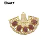 WT-MP295 Abanico Único Multicolor Incrustado con Piedras Preciosas Pequeñas y Circonita Colgante para Accesorios de Joyería Exquisitos DIY
