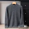 Suéter de cachemira 100% puro para hombre, cuello medio alto, casual, ligero, para negocios, urbano, tejido base para otoño e invierno
