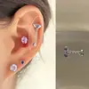 Colección de Pendientes de Hueso del Oído Morado de Ensueño Pendientes de Zirconia Pendientes Planos Espirales de Titanio Médico para el Hélice Pendientes de Hueso del Oído Morados
