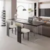 Mesa de escritório de madeira maciça preta, mesa longa para a sala de estar atrás do sofá, escrivaninha dupla flutuante de acrílico, mesa de computador minimalista