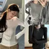 Estilo coreano! Linhas Treze de Guangzhou marca R*S produtos de alta qualidade @2026 Outono/Inverno camiseta feminina minimalista de manga longa