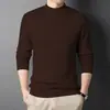 Novo Suéter de Tricô Masculino Cor Sólida Gola Semi-Alta Outono e Inverno Cross-border Ajuste Slim Pulôver Suéter Base para Jovens Roupas Masculinas