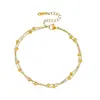 Pulsera Sencilla de Cuentas de Doble Capa Que No Se Desvanece, Nuevo Diseño Dorado Ins de Nicho, Joyería de Mano para Mejor Amiga