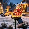 Luces solares de suelo de Papá Noel para exteriores, luces para patio y césped, decoraciones de ambiente navideño para jardín