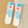 Calcetines Gruesos de Felpa para Niños de Invierno, Calcetines de Media Pantorrilla Cálidos Sin Costuras Clase a, Calcetines de Piso Lindos con Animales de Oso de Dibujos Animados