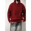 Suéter de cuello semi-alto para hombre y mujer, otoño e invierno, moderno, con botones, cuello alto, tejido rojo holgado y casual para parejas, perfecto para el año zodiacal