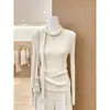 Otoño 2026 Nueva Ropa de Mujer Tejido de Lana con Cinta Fluida Capa Base Ropa Interior Top Morado Sensación de Alta Gama