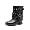 Botas Individuales Nuevas Otoño/Invierno 2026 para Niñas Tacón Grueso Estilo Slip-on con Faldas Botas de Motociclista Martin Botas Casuales Versátiles Botines Caídos