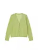 Cardigan de Tricô de Seda de Gelo Verde Dopamina de Verão Feminino Fino Solto para Ar Condicionado Protetor Solar Manga Longa