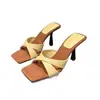 Sandalias de Tacón Alto Elegantes de Tira Cruzada Estilo Francés para Mujer, Novedad Verano 2025, Punta Cuadrada Abierta