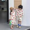 Conjunto de hermano y hermana ~ Chicos y chicas de la calle frita verano pintado a mano graffiti chaleco rojo falda pantalones cortos de manga corta cubierta conjunto de hermano y hermana