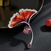 Broche de Ginkgo Design Antigo Médio Óleo Gradiente Gotejante Amor Cristal Austríaco Personalidade Moda Clássico Acessórios para Corsage