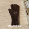 Luvas de Cinco Dedos Estilo Coreano Ins para Mulheres no Inverno, Quentes e à Prova de Frio, Fofas e Versáteis para Meninas, Luvas de Lã Tricotadas