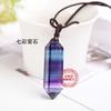 Venta al por mayor de fábrica, colgante de prisma hexagonal de doble punta pulido con piedra cruda de cristal natural, collar de piedra energética, joyería de comercio exterior, gran oferta