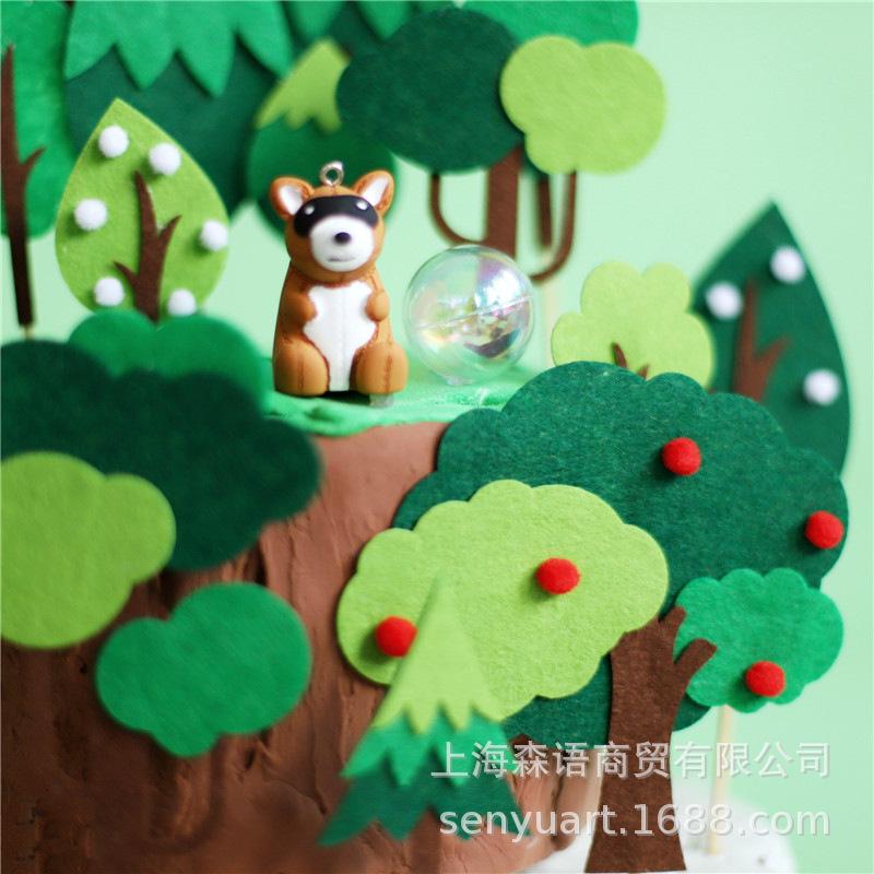 版权森系毛毡树蛋糕插牌插件