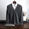 Cárdigan de color sólido para hombre, nueva moda de otoño e invierno de 2024, suéter de cachemira informal con cuello en V para hombre