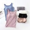 Camisola Modal con Almohadilla en el Pecho Sin Anillo de Acero Ropa Interior Camiseta Base para Mujer Copa Top Interior de Una Pieza BRA-T