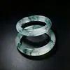 Pulseira de Pedra Jade Azul Chuva Nebulosa Flor Azul Tira Plana Transparente Gelo Luz Suave Feminina Luxo Leve Temperamento Fabricante Atacado Pulseira de Jade