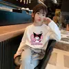 Camiseta de Manga Larga de Algodón Puro con Estampado de Dibujos Animados para Niñas Estilo Coreano Moderna Holgada Moda para Bebé Camiseta Base Trendy