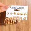 Pendientes Retro de Mujer con Forma de Corazón Trenzado Geométricos Perla Moda Elegante Set de 11 Pendientes Más Vendidos Transfronterizos Europeos y Americanos