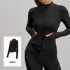 Chamarra Deportiva Juyitang con Bolsillo Lateral Corte Ajustado Adelgazante Fitness Running Doble Cremallera Chamarra de Yoga