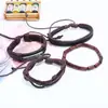 Set Retro Sencillo Transfronterizo Europeo y Americano Pulsera de Cuero Tejido DIY Aleación Creer Accesorio de Mano de Moda para Hombre