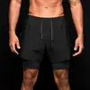 Shorts Esportivo Falso Duas Peças Masculino e Feminino Cordão Secagem Rápida Calça Três Pontos Corrida Fitness Forro Basquete Americano Dois em Um