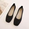 Zapatos de Punto de Una Capa Jinbukang para Mujer Primavera y Verano Nuevo Estilo Slip-on Doudou Punta Cuadrada Boca Baja Tejido Volador Plano Transpirable Suela Blanda Único