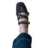 Versión de piel de oveja ~ diseño de moda lazo zapatos Mary Jane para mujer cabeza cuadrada combinan con todo cruz con zapatos de tacón bajo grueso marea