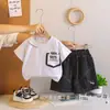 Conjunto de Dos Piezas de Manga Corta con Bolsillo de Parche Nuevo de Verano para Niños, Ropa Infantil de Comercio Exterior, Conjunto Casual de Manga Corta para Niños al por Mayor