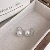 Pendientes Vintage Temperamento Suave Redondos Perla Gris Claro Diseño Nicho Zapatos de Tacón Alto Pendientes de Gancho para la Oreja Pendientes para Mujer