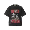 26 Marca Europea y Americana de Tendencia Transfronteriza Colaboración Travis Scott Camiseta de Manga Corta Lavada Vintage Unisex High Street Manga Media