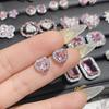 Brinco de camélia rosa brilhante, lindo, designer, banhado a ouro 18K, com zircônia de laço de luz alta fixa, luxo leve