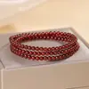 Pulsera de Granate Natural de Tres Círculos para Mujer, Pulsera Exquisita, Lujo Ligero, Nicho, Otoño e Invierno, Moderna, Joyería de Mano Simple
