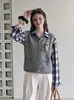 Colete de tricô redondo com flores tridimensionais estilo francês doce para mulheres, peça externa para outono e inverno, top colete de tricô para o dia a dia inspirado em Chanel