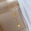 [Acero de titanio de cuerpo completo] Nariz de cerdo estrella minimalista horno collar de oro real femenino ins Cadena de clavícula roja neta accesorios