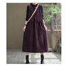 Vestido Midi Nuevo de Algodón de Pana para Primavera y Otoño para Mujer, Vintage Artístico de Talla Grande con Bolsillo y Sin Mangas Voret