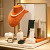 Accesorios de Exhibición de Joyería de Gama Alta: Soporte de Exhibición para Anillos, Collares, Pulseras, Bandeja para Joyería de Terciopelo Premium Beige para Transmisión en Vivo