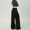 Jeans Rectos Negros y Dorados para Mujer 2026 Otoño Tendencia Versátiles Nuevos de Cintura Alta Caída Sueltos Pierna Ancha Pantalones Verano