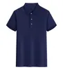 Nueva Camiseta Elegante de Seda de Hielo de Manga Corta de Color Puro Camisa Polo con Cuello Ropa de Trabajo Camisa Publicitaria Camisa Cultural Impresión de Camisetas
