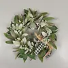 Guirlanda Artificial Simulada de Lavanda, Guirlanda Floral de Primavera e Verão, Guirlanda Simples para Decoração de Porta, Folhas de Orelha de Coelho, Pendente de Parede de Planta Verde, Decoração de Casa