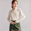 Camisa de Seda Pesada Lavada com Areia para Mulheres Nova Coleção Primavera 2025 para o Trabalho Manga Longa Crepe de Chiffon Branco Off-White Camisa de Seda de Amora