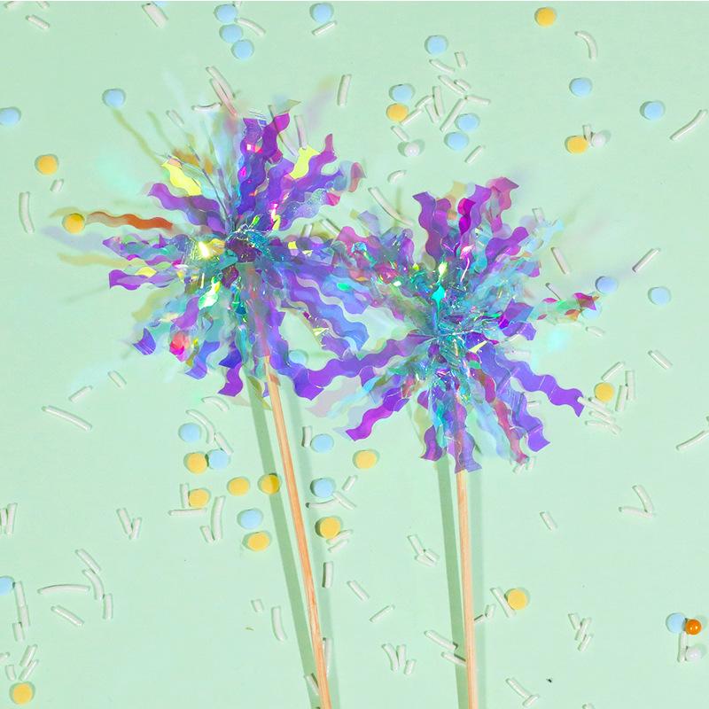 韩国ins风流苏炫彩雨丝礼花竹签生日蛋糕插件派对小熊装饰配件