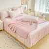 2026 Nuevo Modelo Haba de Hielo Polímero Enfriamiento Impreso Falda de Cama Estilo Alfombrilla Juego de Tres Piezas Sombra de Luna