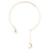 Venta al por mayor de joyas de moda de comercio exterior europeo y americano, collar corto sencillo y generoso con gotas de luna de diamantes para mujer