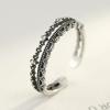 Anillo de Plata Tailandesa Pag&Mag S925 para Mujer, Artesanía Ennegrecida Vintage con Circonita de Grado 3A Microincrustada, Venta al por Mayor de Joyería de Exportación