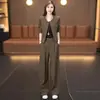 Elegante y juvenil traje de moda para mujer, nuevo estilo primavera y otoño 2026, conjunto de dos piezas con chaqueta y pantalón de pierna ancha